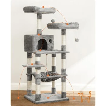 FEANDREA Kratzbaum 143cm Rauchgrau Hellgrau â Bild 9