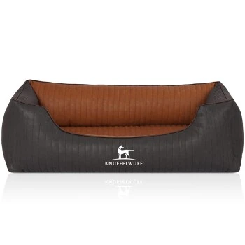 Knuffelwuff Orthopädisches Hundebett Rough Road Aus Laser-gestepptem Marmoriertem Kunstleder Rot/ Schwarz M-L