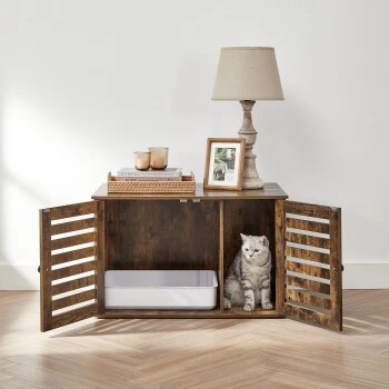 FEANDREA Katzenklo Mit TĂŒr Vintagebraun â Bild 3