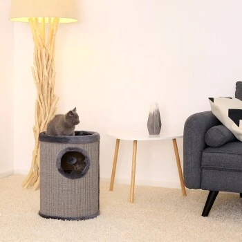 Lionto 50cm Kratztonne Mit Sisal Kratzturm Grau – Bild 2