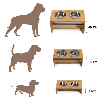 Lionto Erhöhte Futterstation Aus Bambus Braun/ Silber S – Bild 5