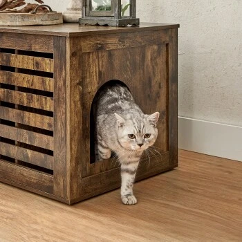 FEANDREA Katzenklo Mit TĂŒr Vintagebraun â Bild 4