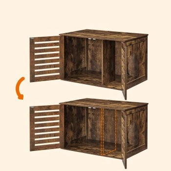 FEANDREA Katzenklo Mit TĂŒr Vintagebraun â Bild 5