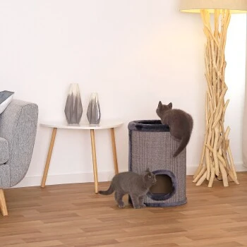 Lionto 50cm Kratztonne Mit Sisal Kratzturm Grau – Bild 3