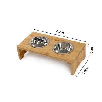 Lionto Erhöhte Futterstation Aus Bambus Braun/ Silber S – Bild 6